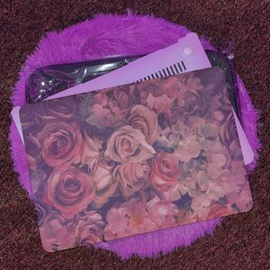 MacBook Air 13’ (2017) Pink Floral Hard Case (top and bottom) w/ grey soft case